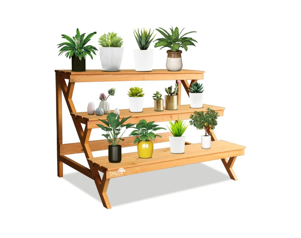 מעמד עץ מדורג לעציצים | 3 קמות | דגם 1011 | 90X60