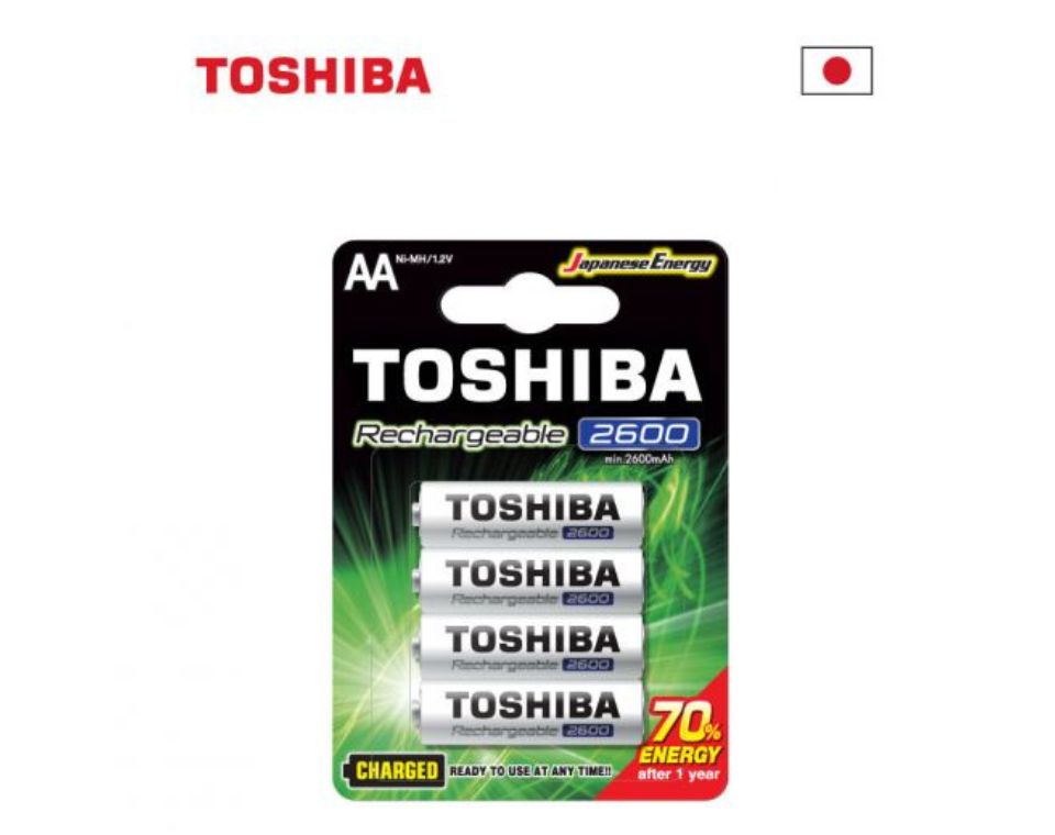 רבעיית סוללות AA נטענות | 2600 mAh | טושיבה