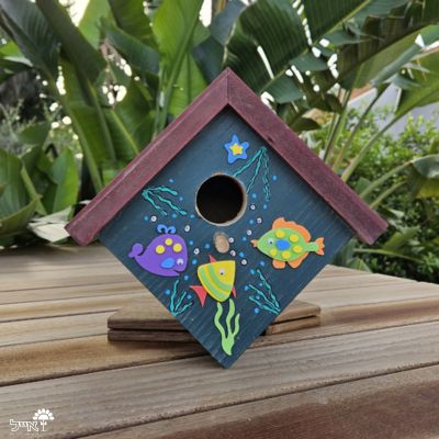 תיבת קינון לציפורים בעבודת אומן | 24X25 | דגם 813 - דגים