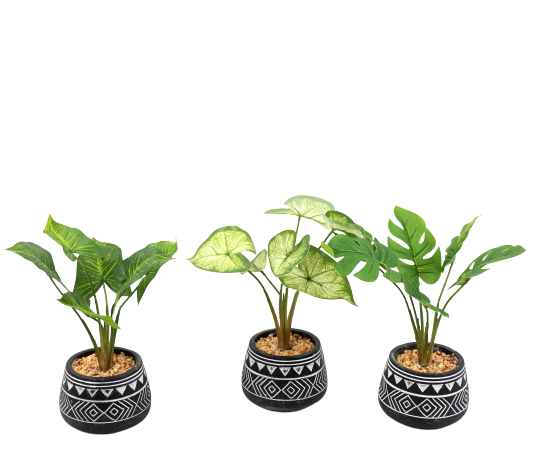 עציץ מלאכותי בכלי מעוטר