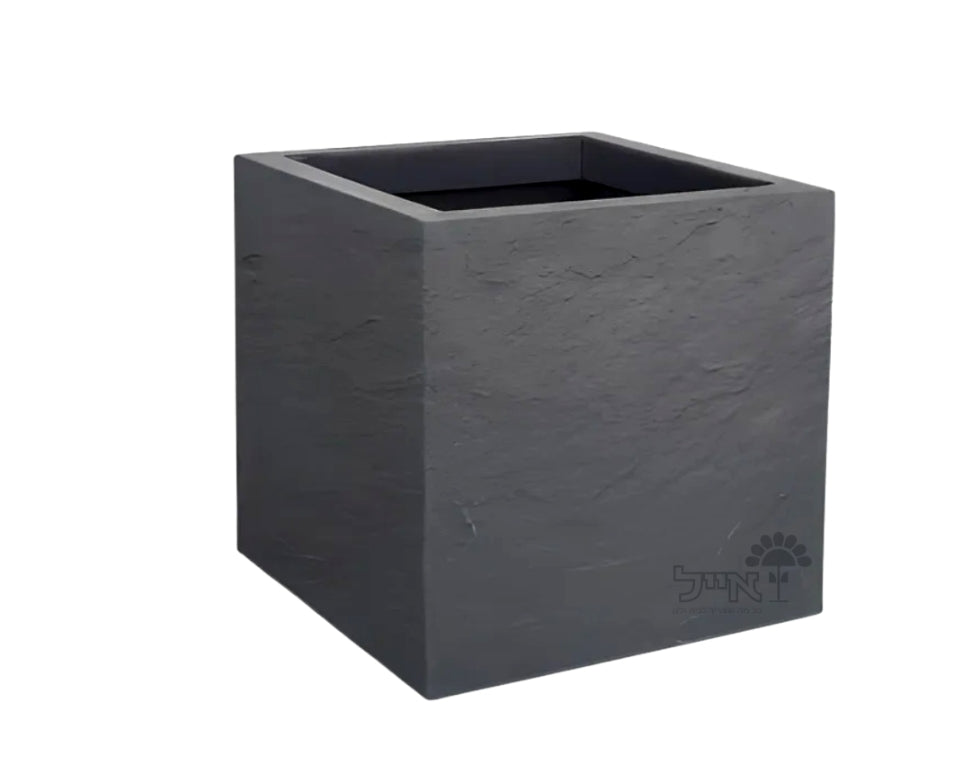 אדנית דמוי אבן | מידות 29.5X29.5X29.5 | אפור כהה