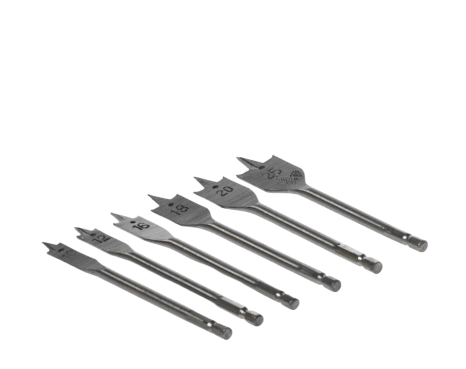 סט 6 מקדחי עץ שטוחים | 10-25