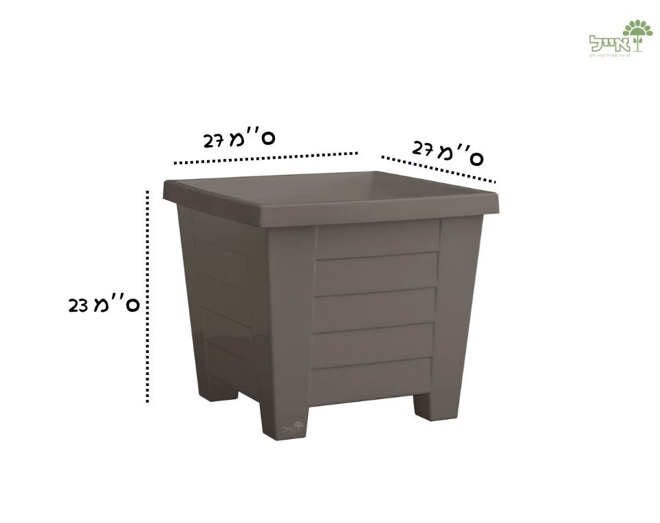 עציץ כנען ריבועי | חאקי | 27X27