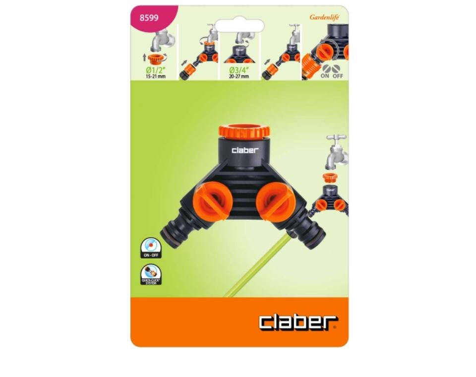 מחבר ברז כפול מתכת | מפצל Y לברז גינה | CLABER | 9602