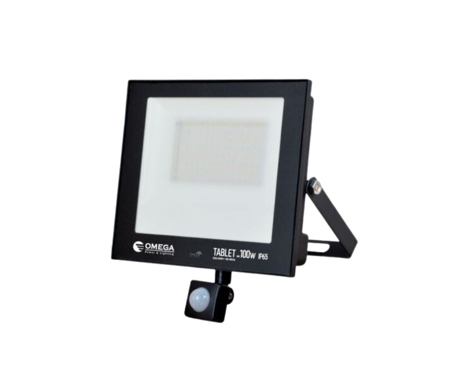 פנס הצפה דק | שחור | חיישן תנועה | 100V