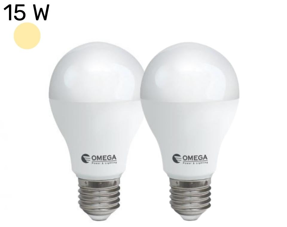 סט 2 נורות לד | 15W | בסיס E27 | אור חם