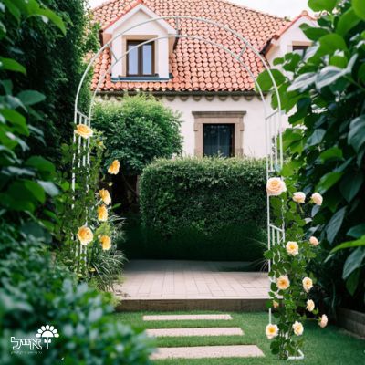 קשת מברזל לטיפוס צמחים | 240x146x38 | לבן | דגם אורנית