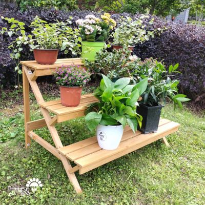 מעמד עץ מדורג לעציצים | 3 קמות | דגם 1011 | 90X60